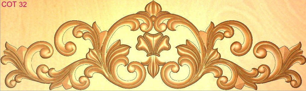 COT DESIGNS - COT-32 Classic Ornate Floral Scroll Relief Carving 3D Model